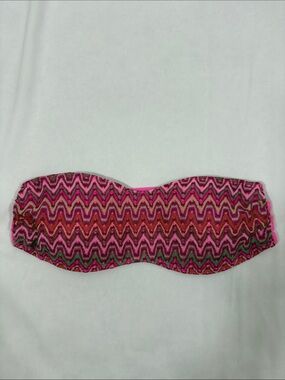 aerie Strapless Bandeau Swim Top - Pink, Orange, Green